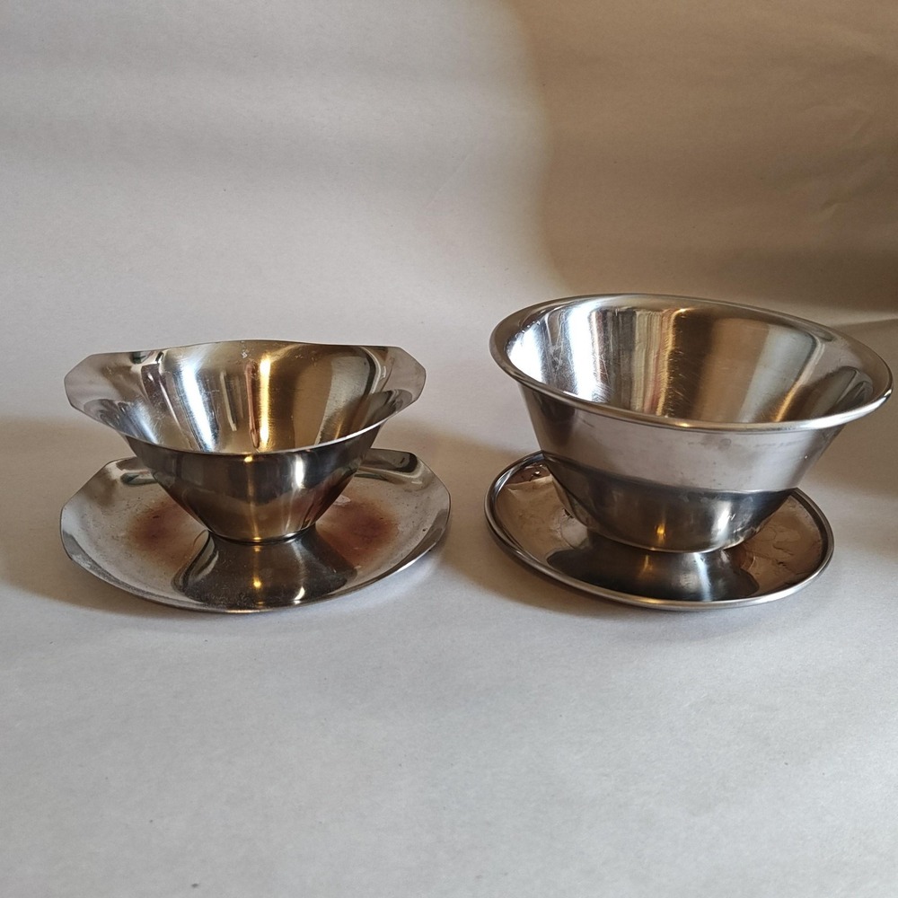 Vintage Kingsford Stainless Steel Dessert Bowls Set 2 Japan‎ Mid Century Modern
